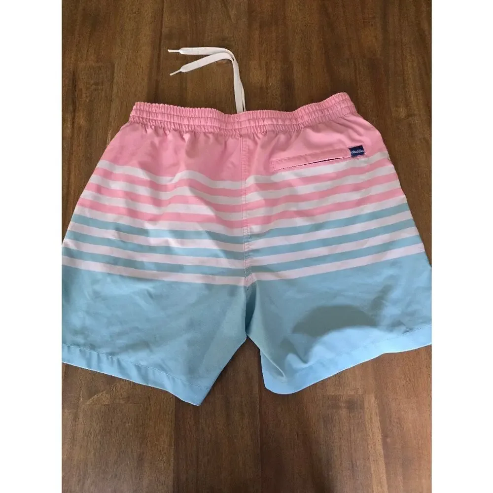 Chubbies Shorts Mens Pink Blue Lined Classic Swim Trunk Pool Beach 5.5
